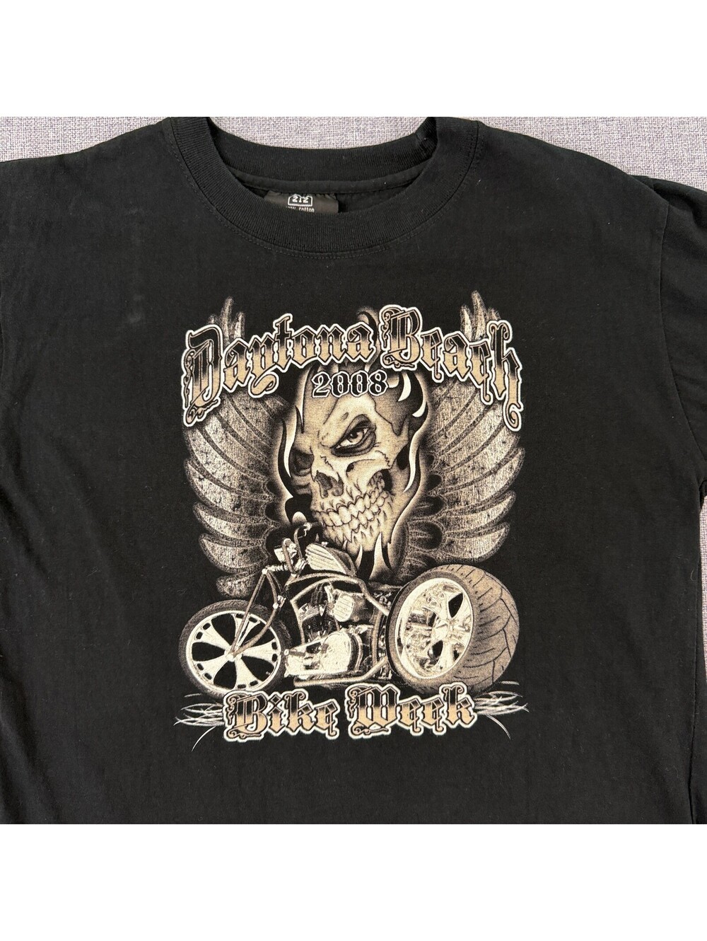 Daytona Beach Bike Week 2008 T-Shirt Size M Black Skull Motorcycle Biker